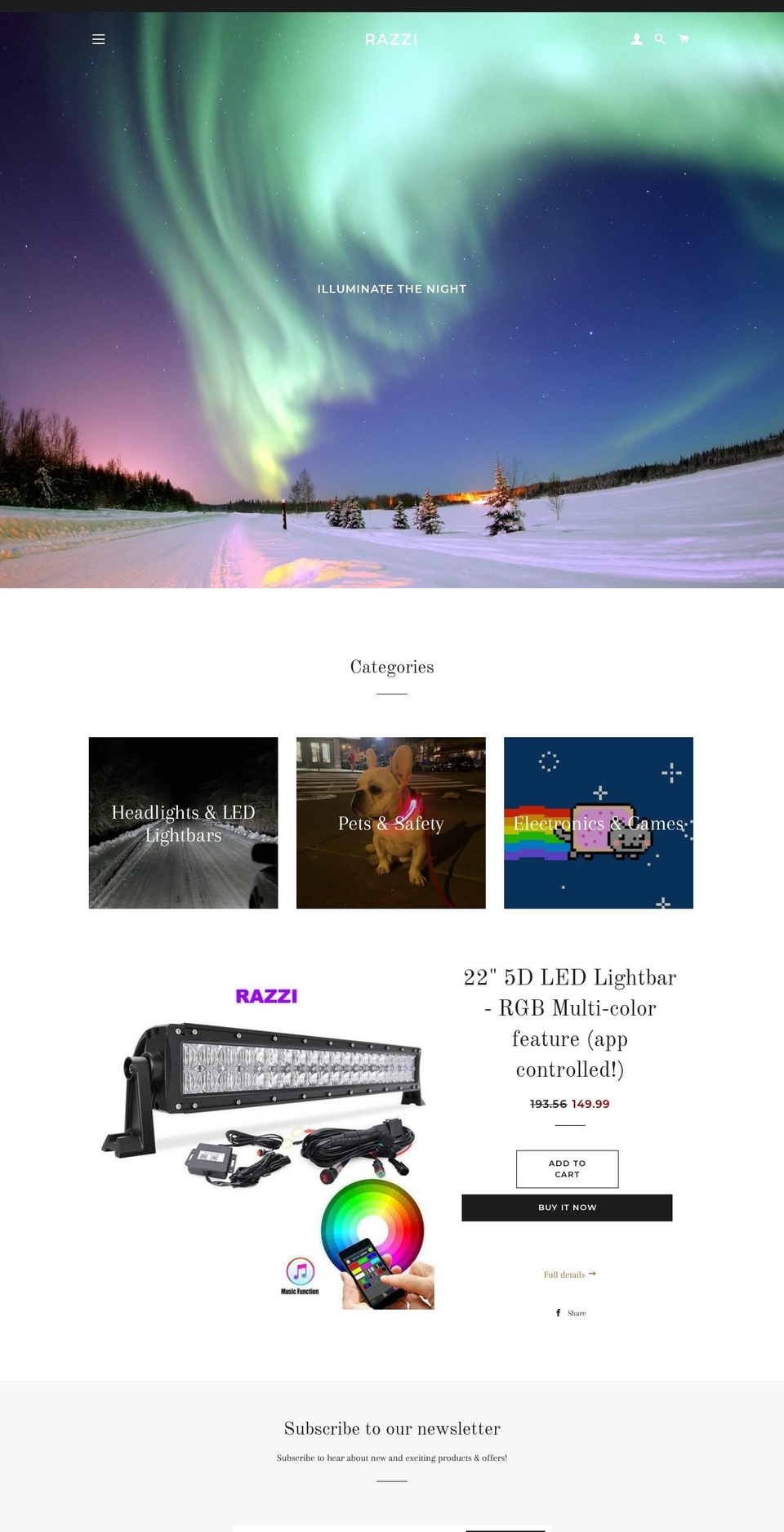 razzi.me shopify website screenshot