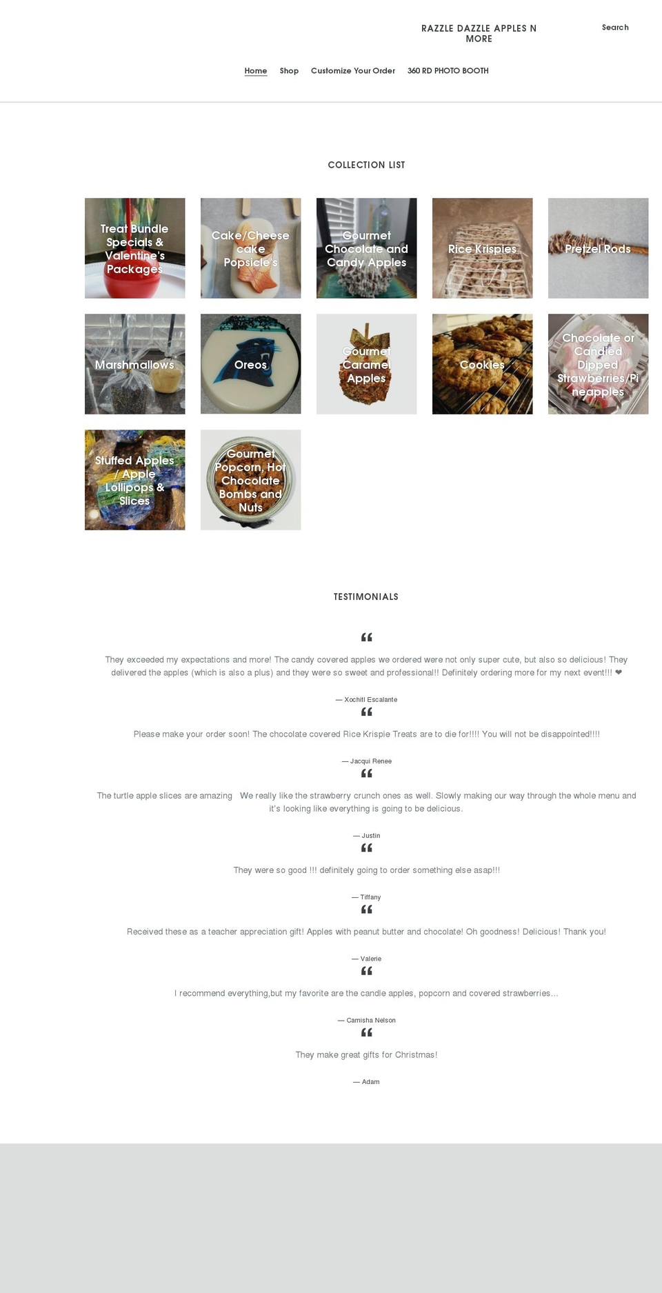 razzledazzleapplesnmore.com shopify website screenshot