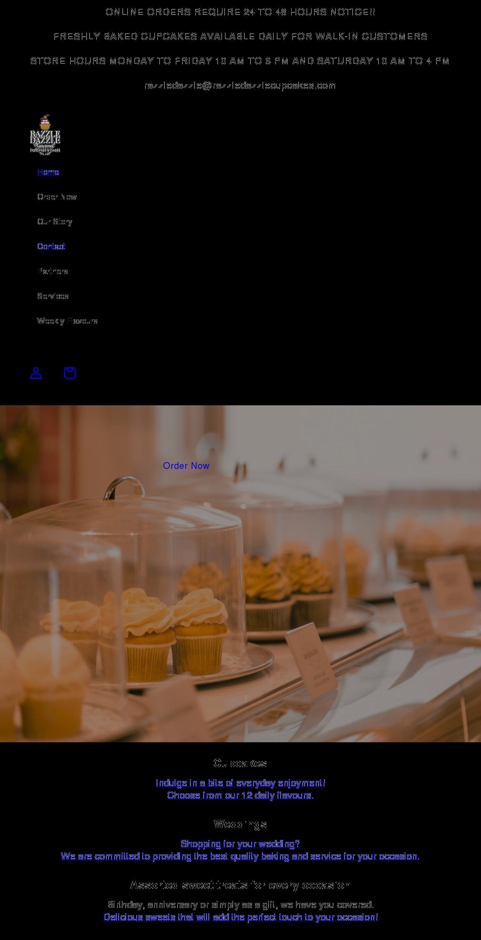 razzledazzlecupcakes.com shopify website screenshot