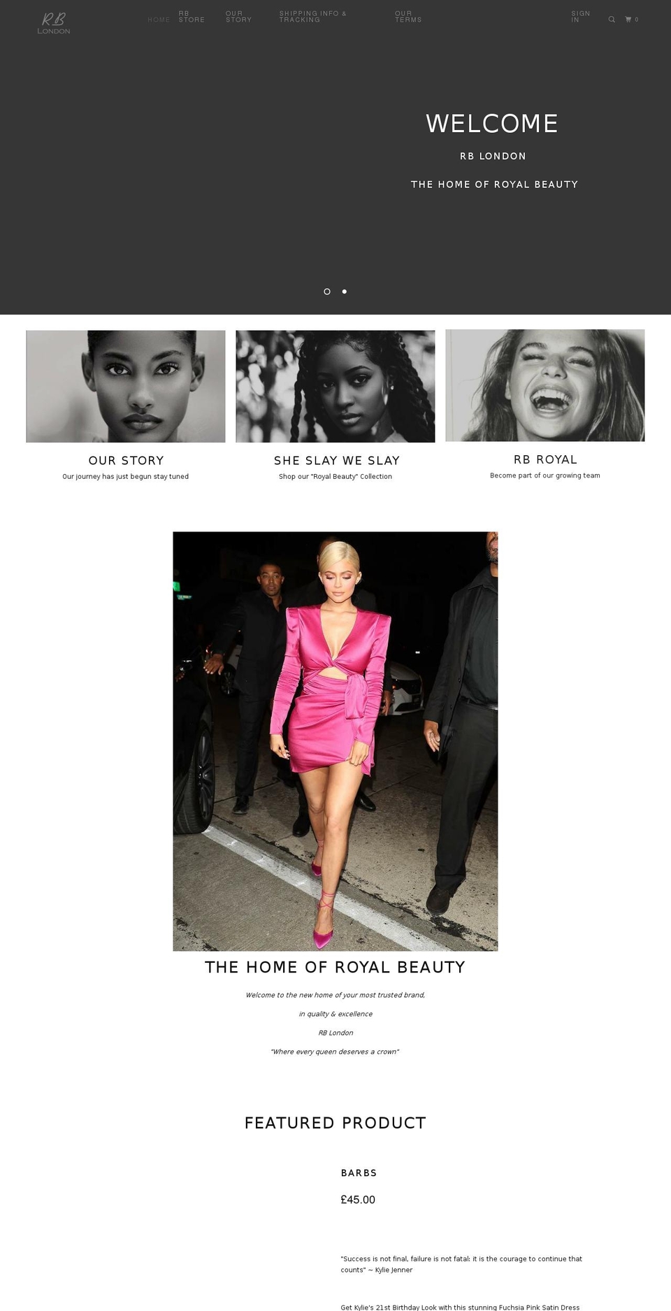 rb-london.com shopify website screenshot