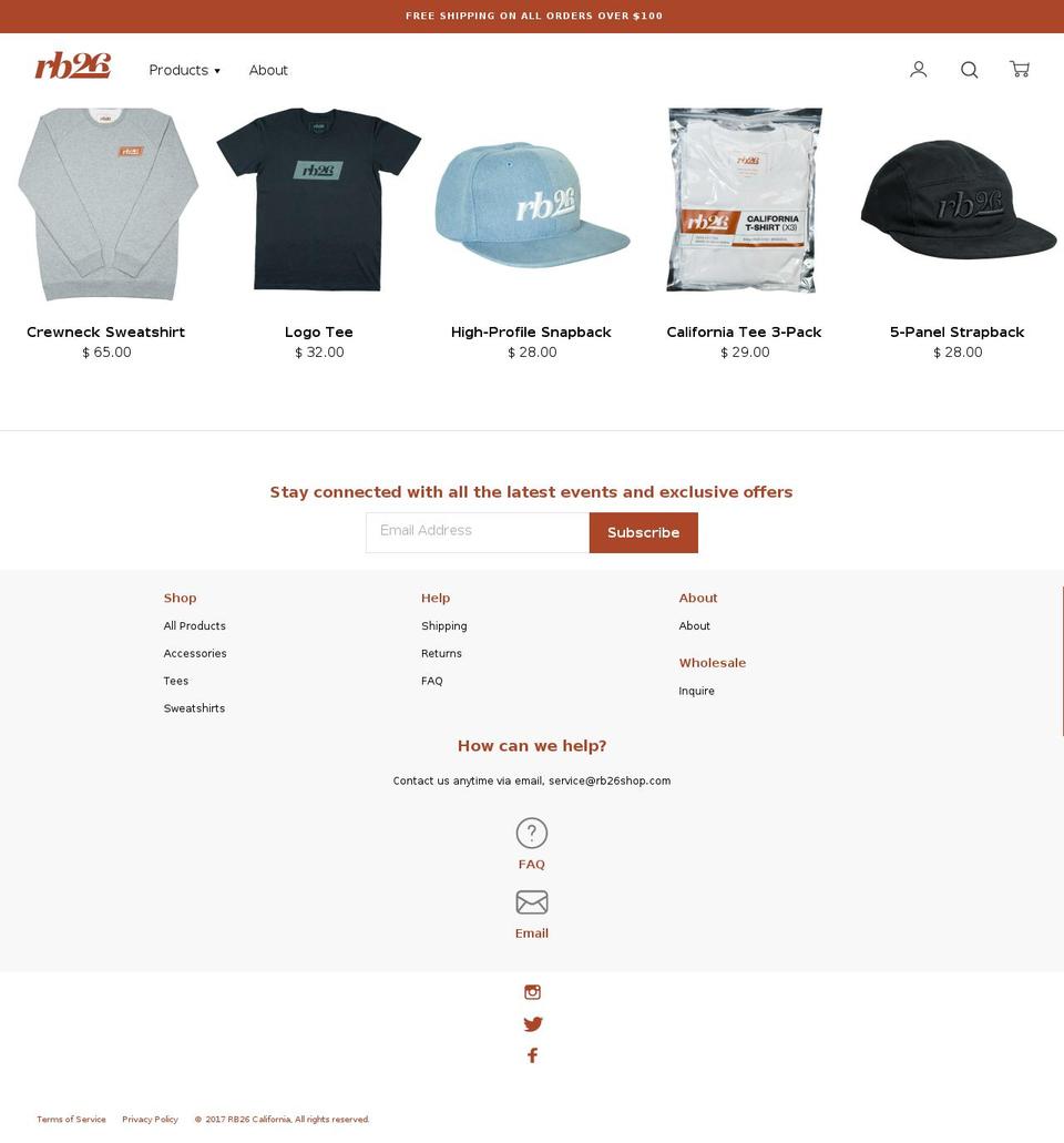 rb26shop.com — Shopify storefront screenshot