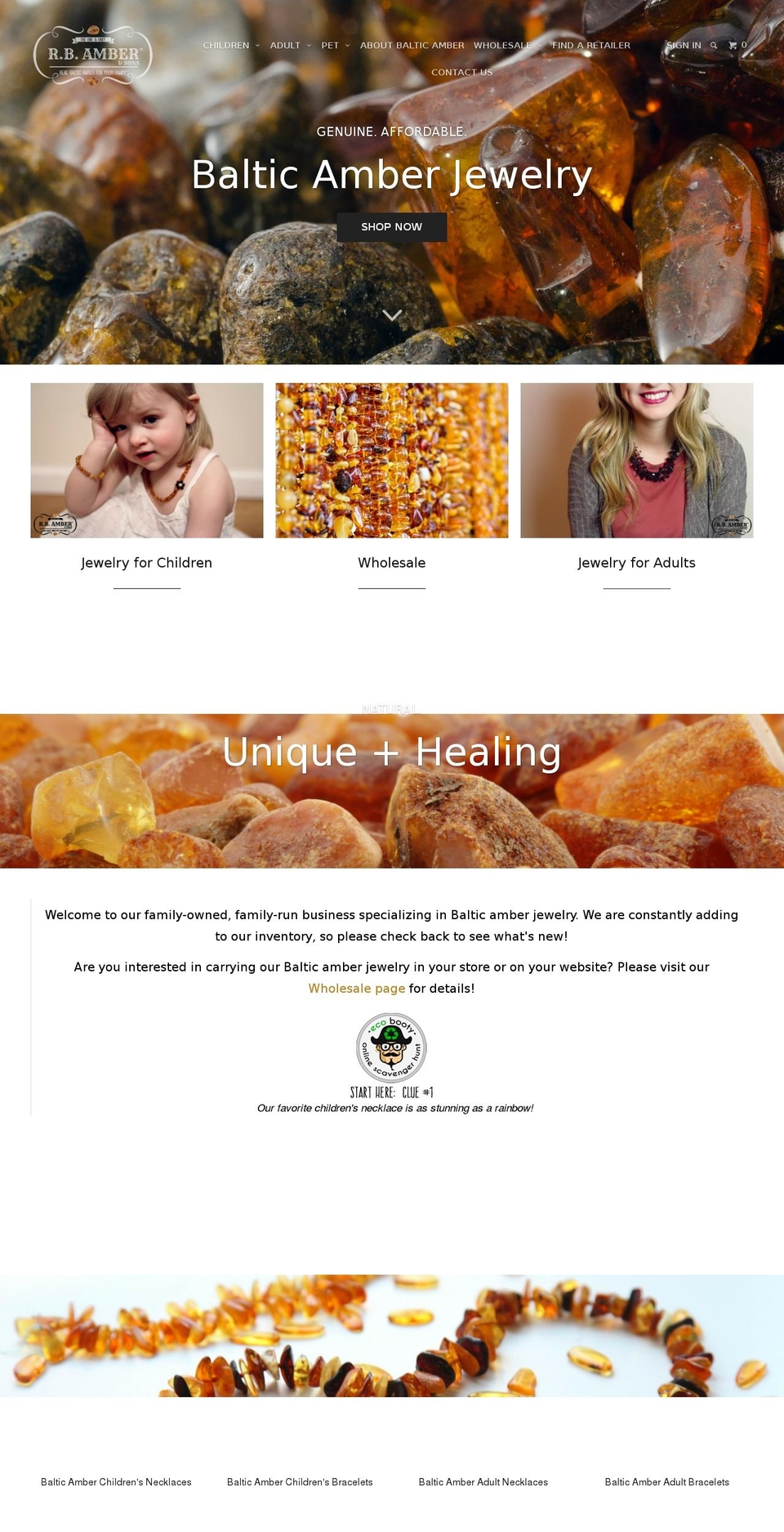 rbamberjewelry.com shopify website screenshot