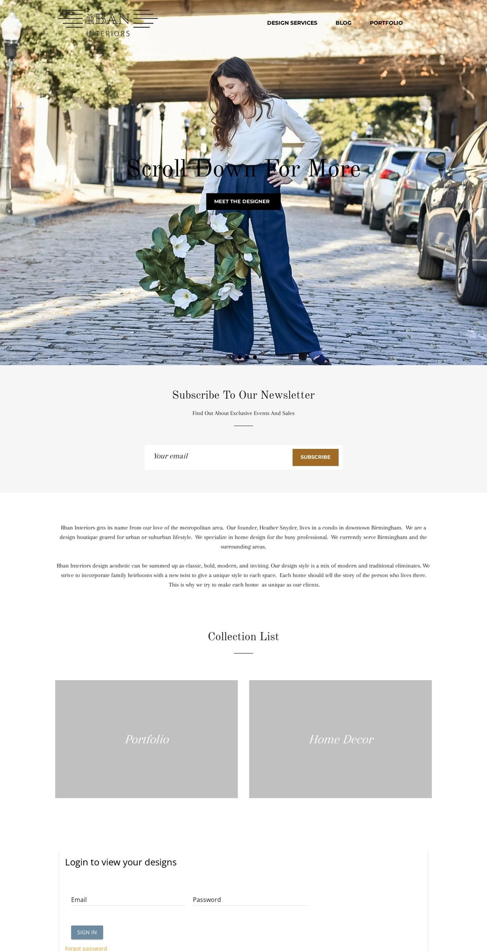 rbaninterior.com — Shopify storefront screenshot