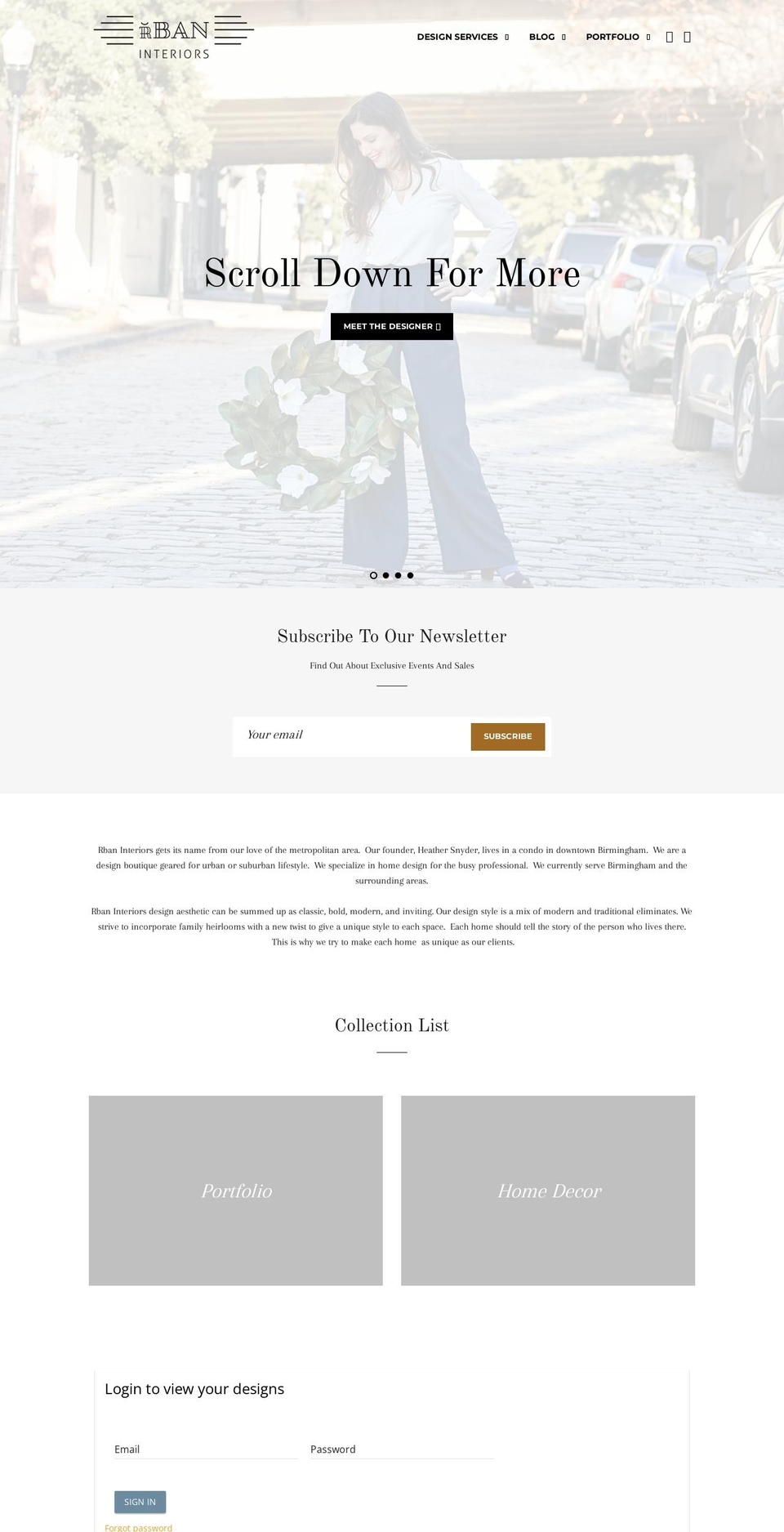 rbaninteriors.com — Shopify storefront screenshot