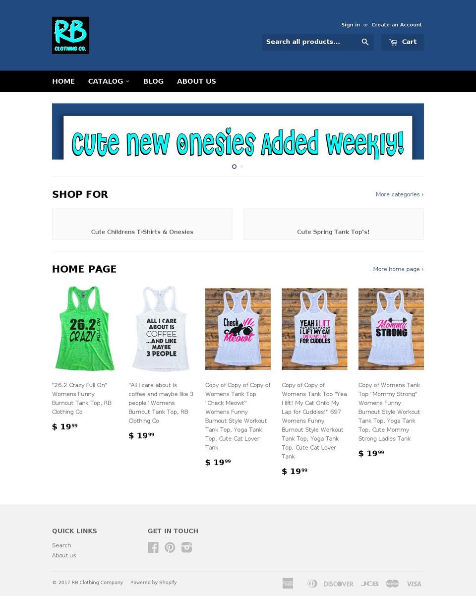 rbclothingco.com shopify website screenshot