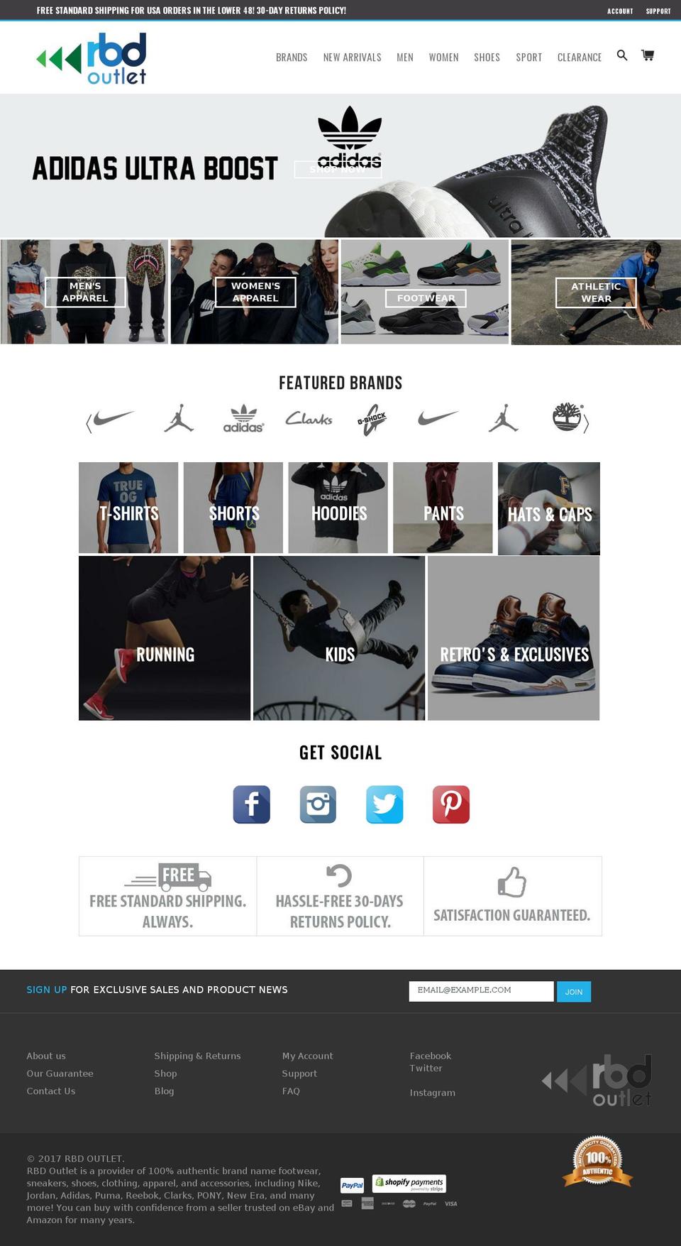 runflyte Shopify theme site example rbdoutletusa.com