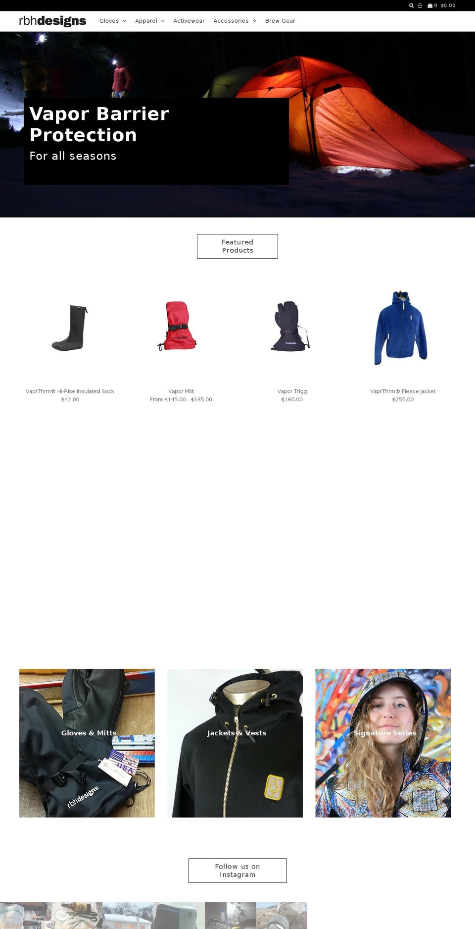 rbhdesigns.com shopify website screenshot