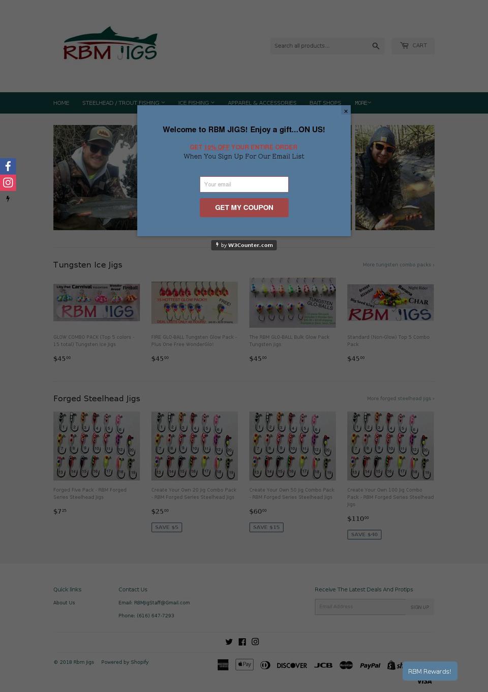 rbmjigs.com shopify website screenshot