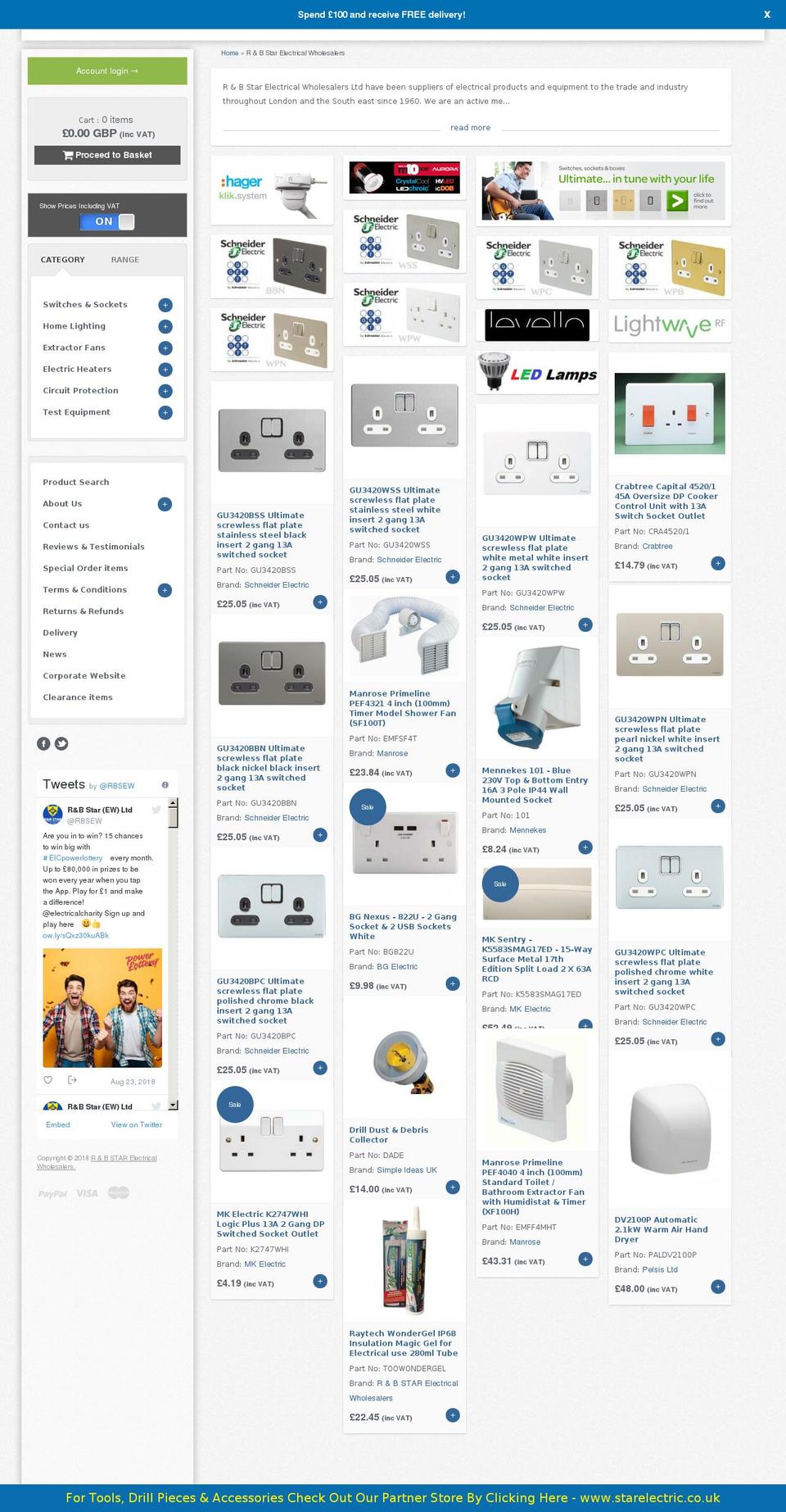 rbstarelectrical.co.uk shopify website screenshot