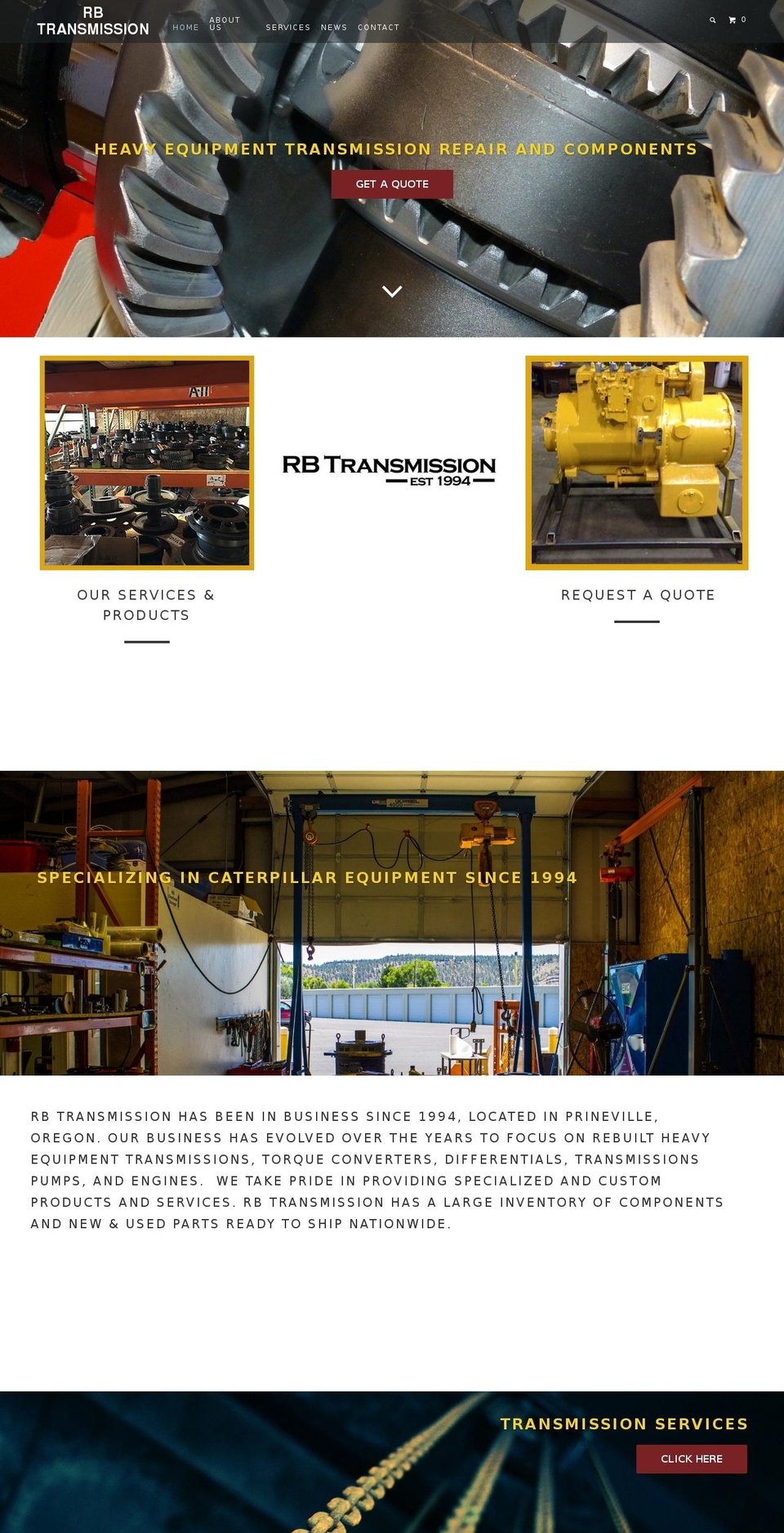 rbtransmissionservice.com shopify website screenshot