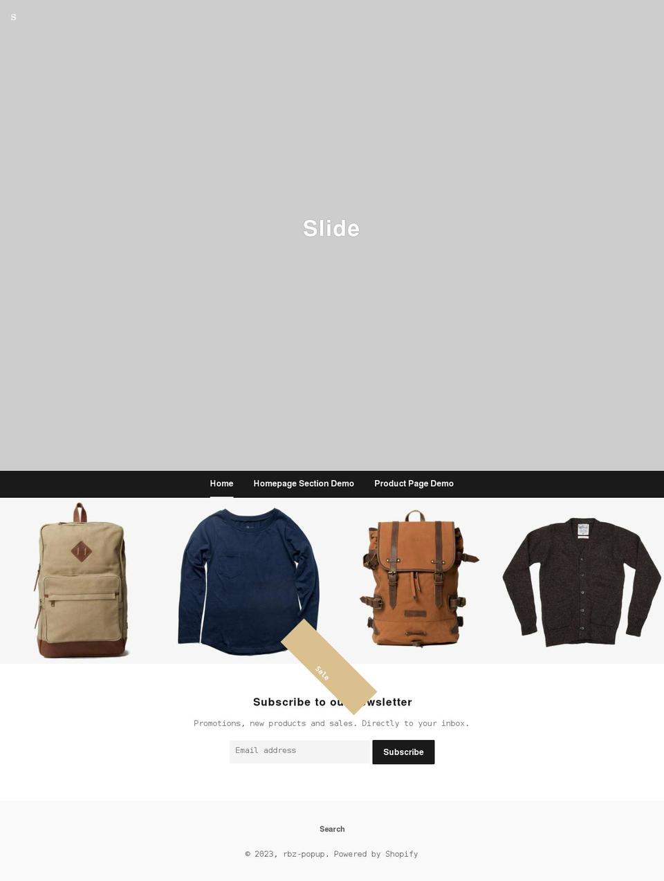 rbz-popup.myshopify.com shopify website screenshot