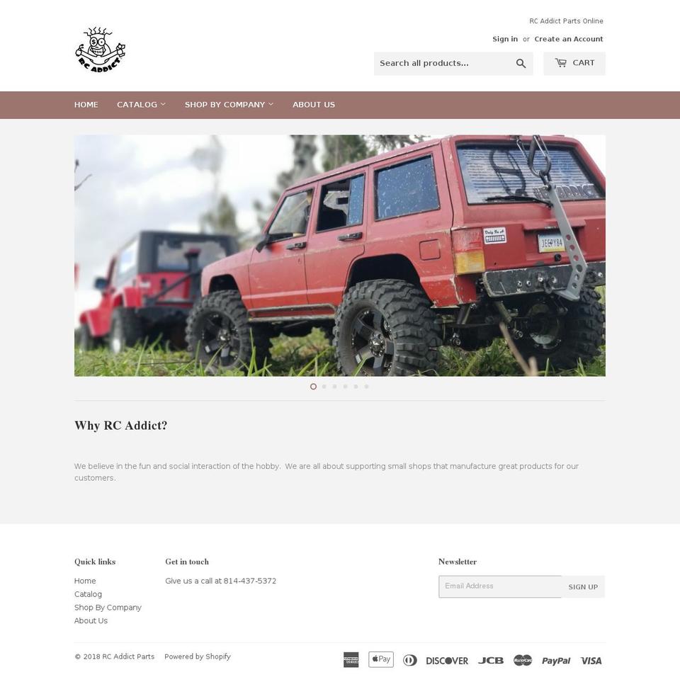 rcaddictparts.com shopify website screenshot