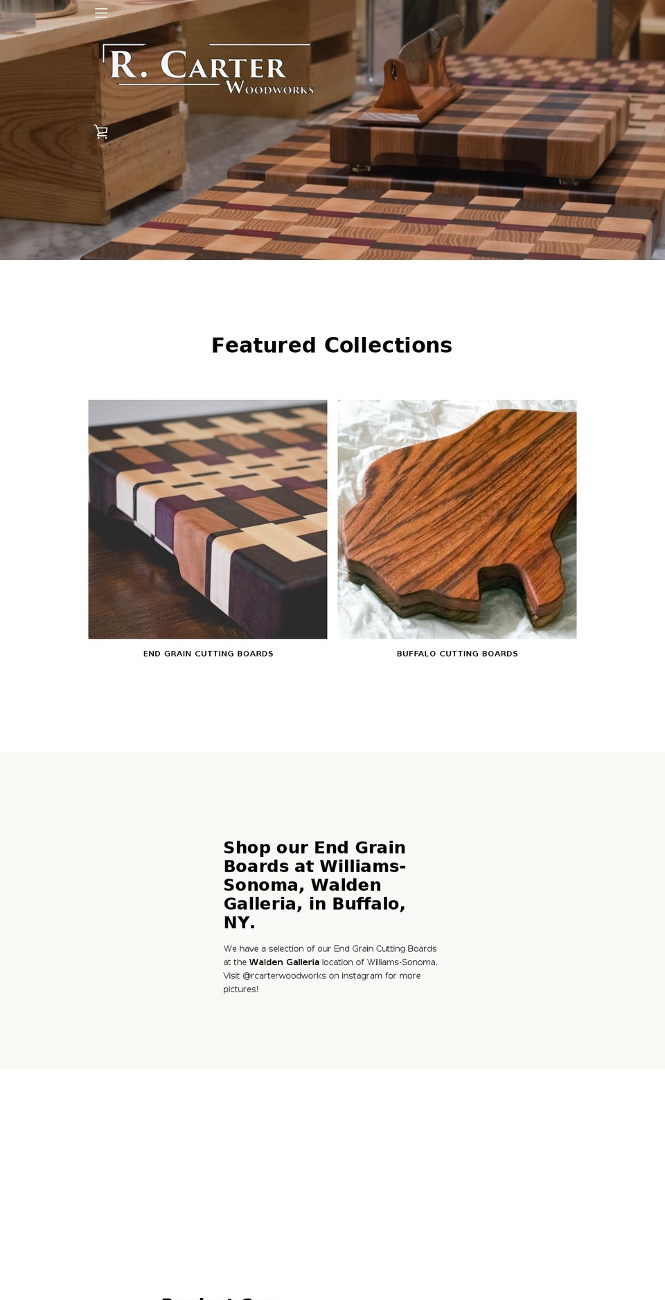 rcarterwoodworks.com — Shopify storefront screenshot