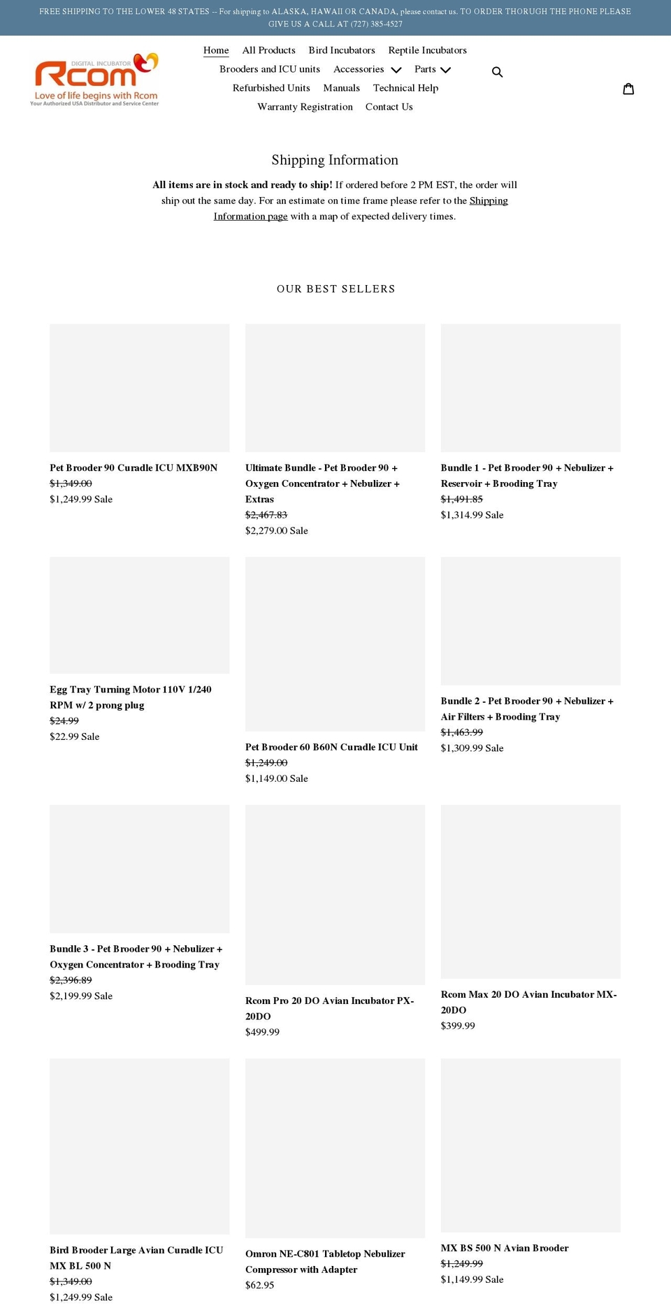 rcom-incubator.com shopify website screenshot