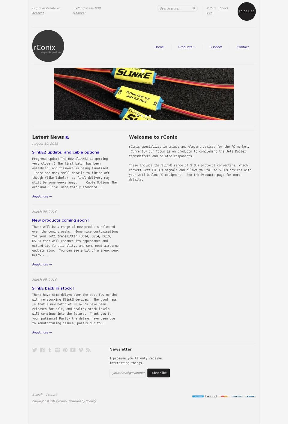rconix.com shopify website screenshot