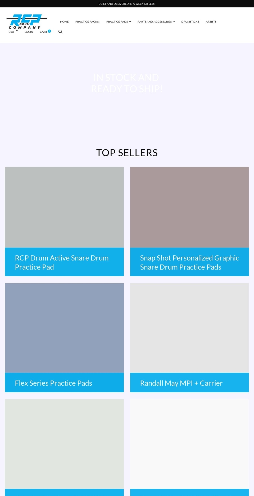 rcpdrum.com shopify website screenshot