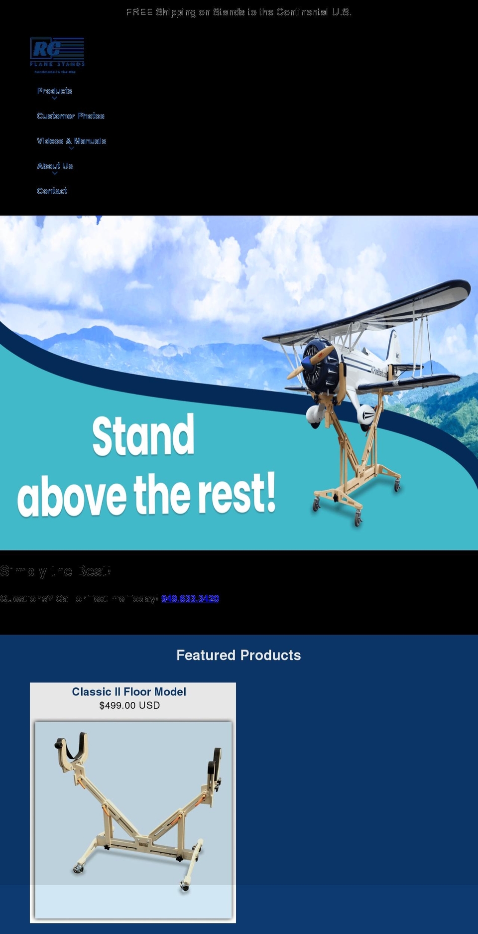 rcplanestands.com shopify website screenshot