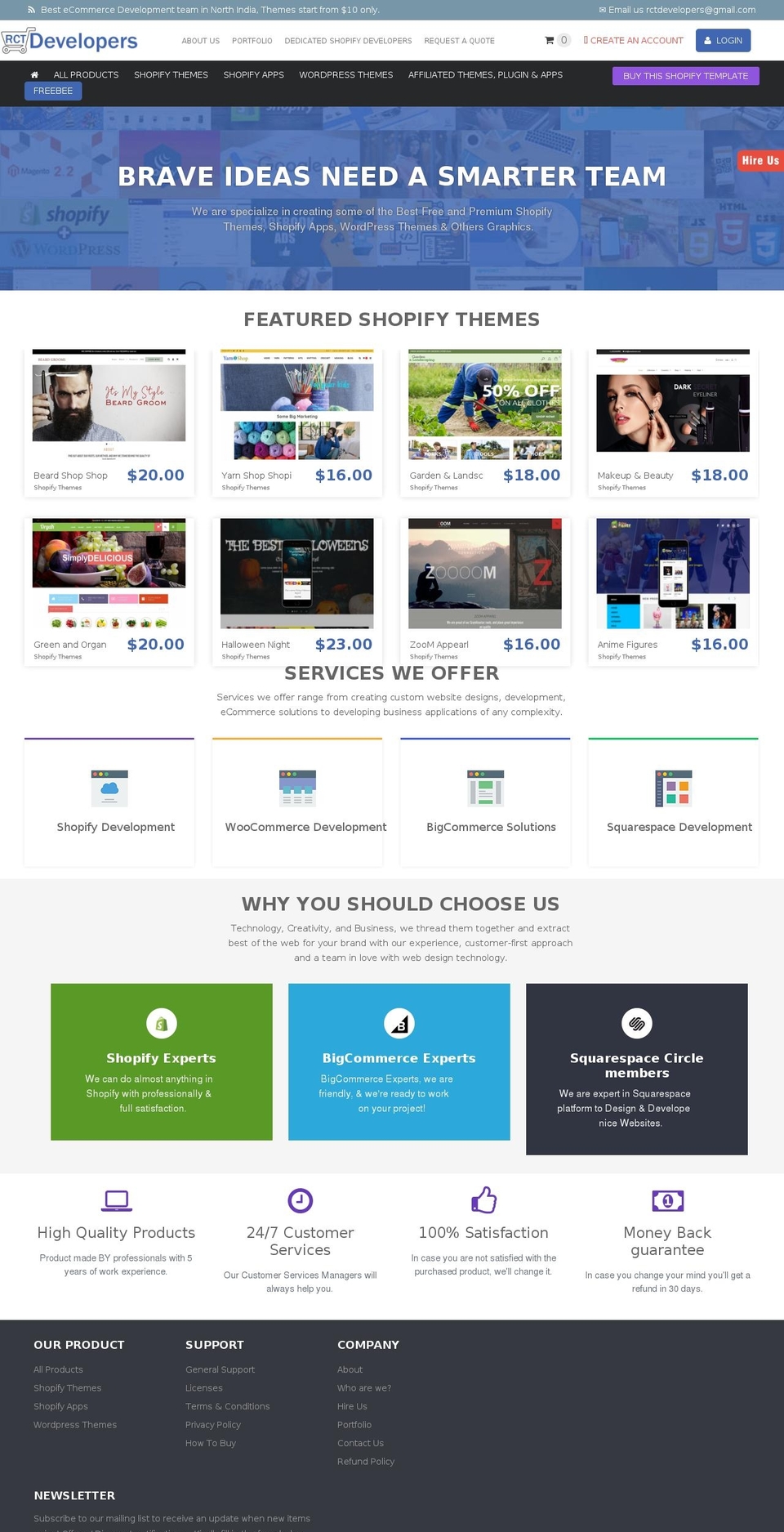 rctdevelopers.com shopify website screenshot