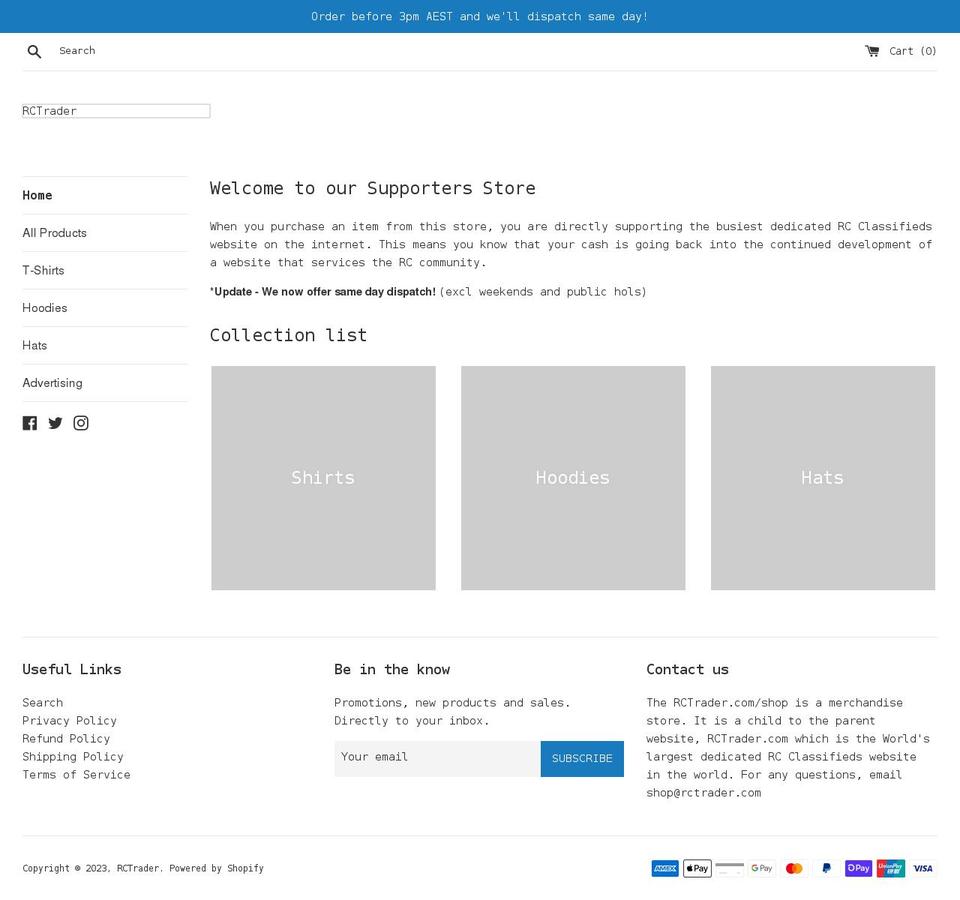 rctrader.myshopify.com shopify website screenshot