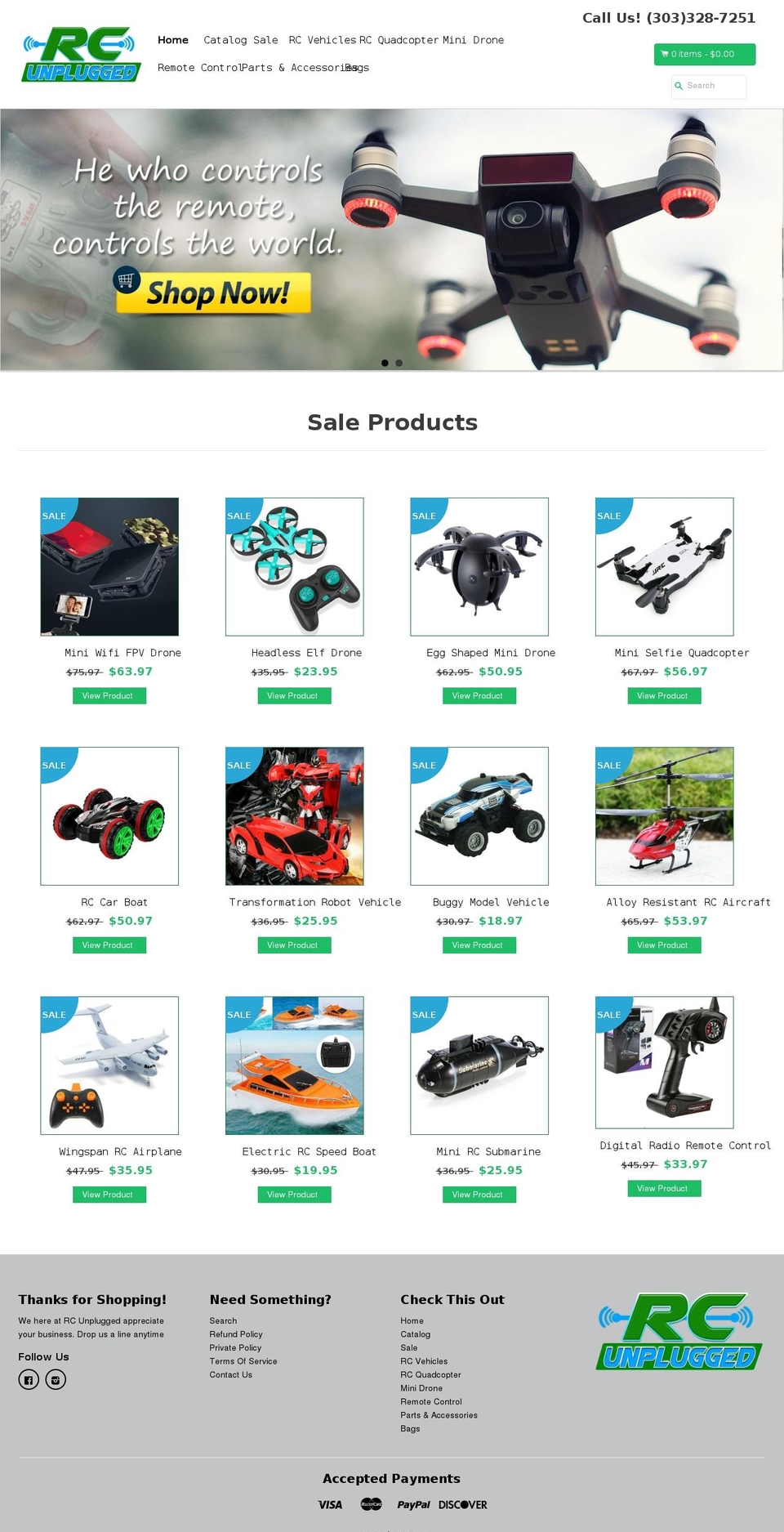 rcunplugged.com — Shopify storefront screenshot