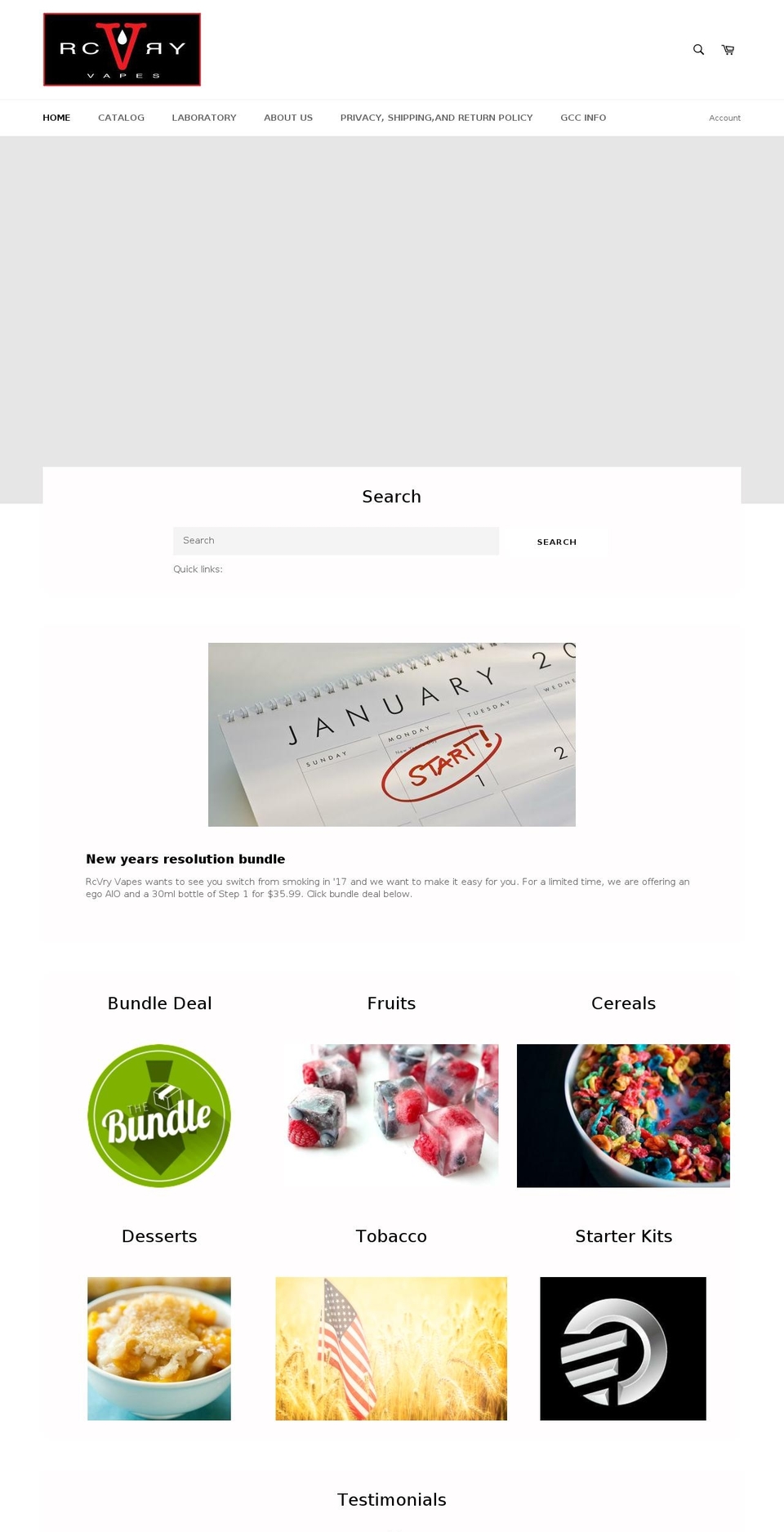 rcvryvapes.com shopify website screenshot