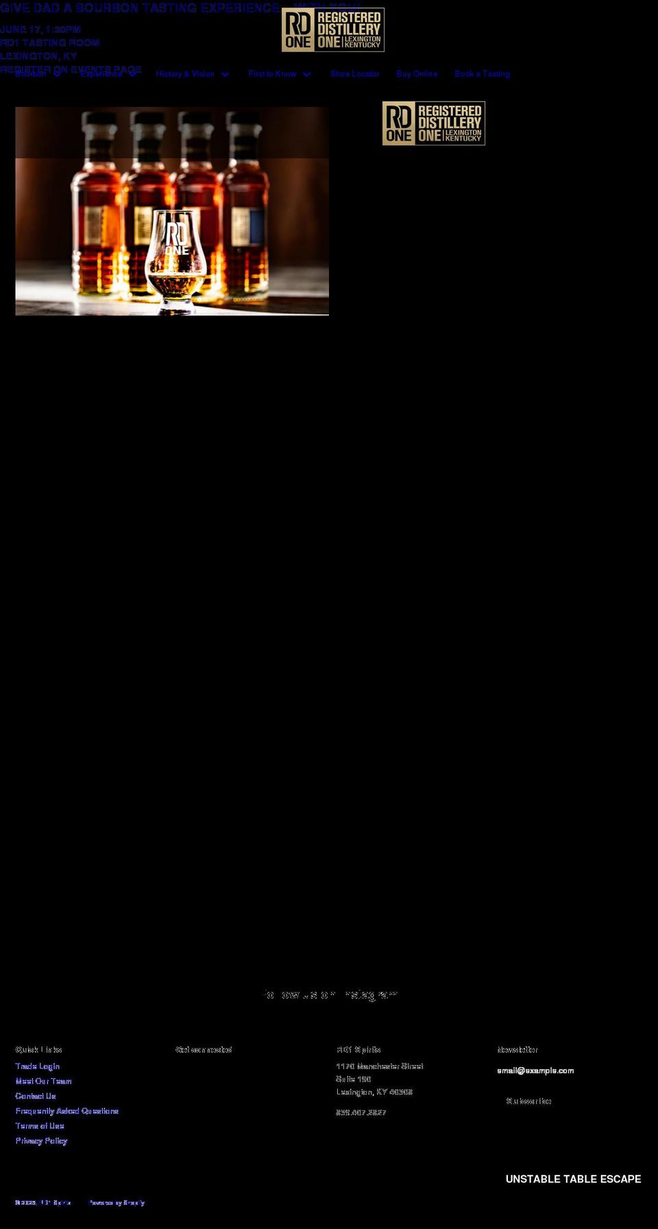 rd1spirits.com shopify website screenshot