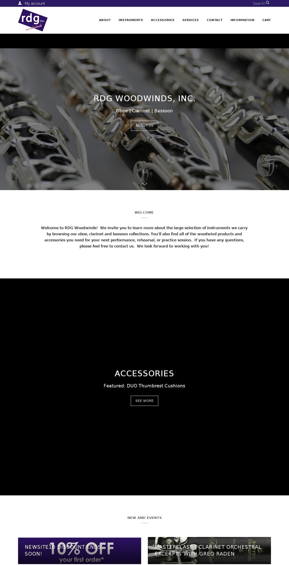 rdgwoodwind.com — Shopify storefront screenshot