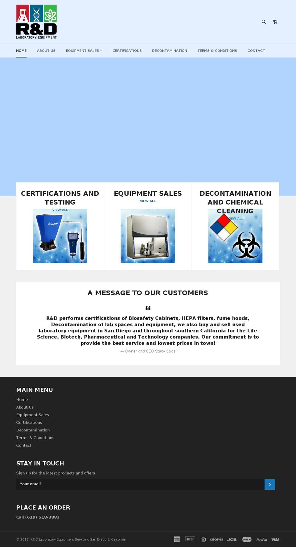 rdlaboratoryequipment.com shopify website screenshot