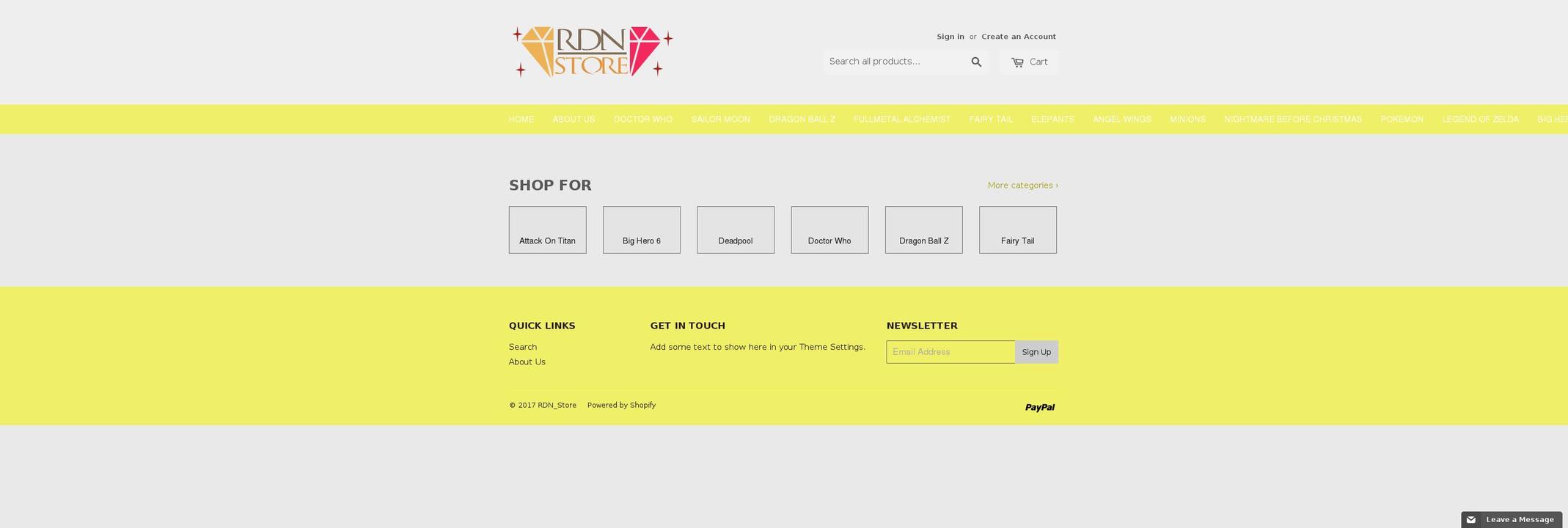 rdn-store.com shopify website screenshot