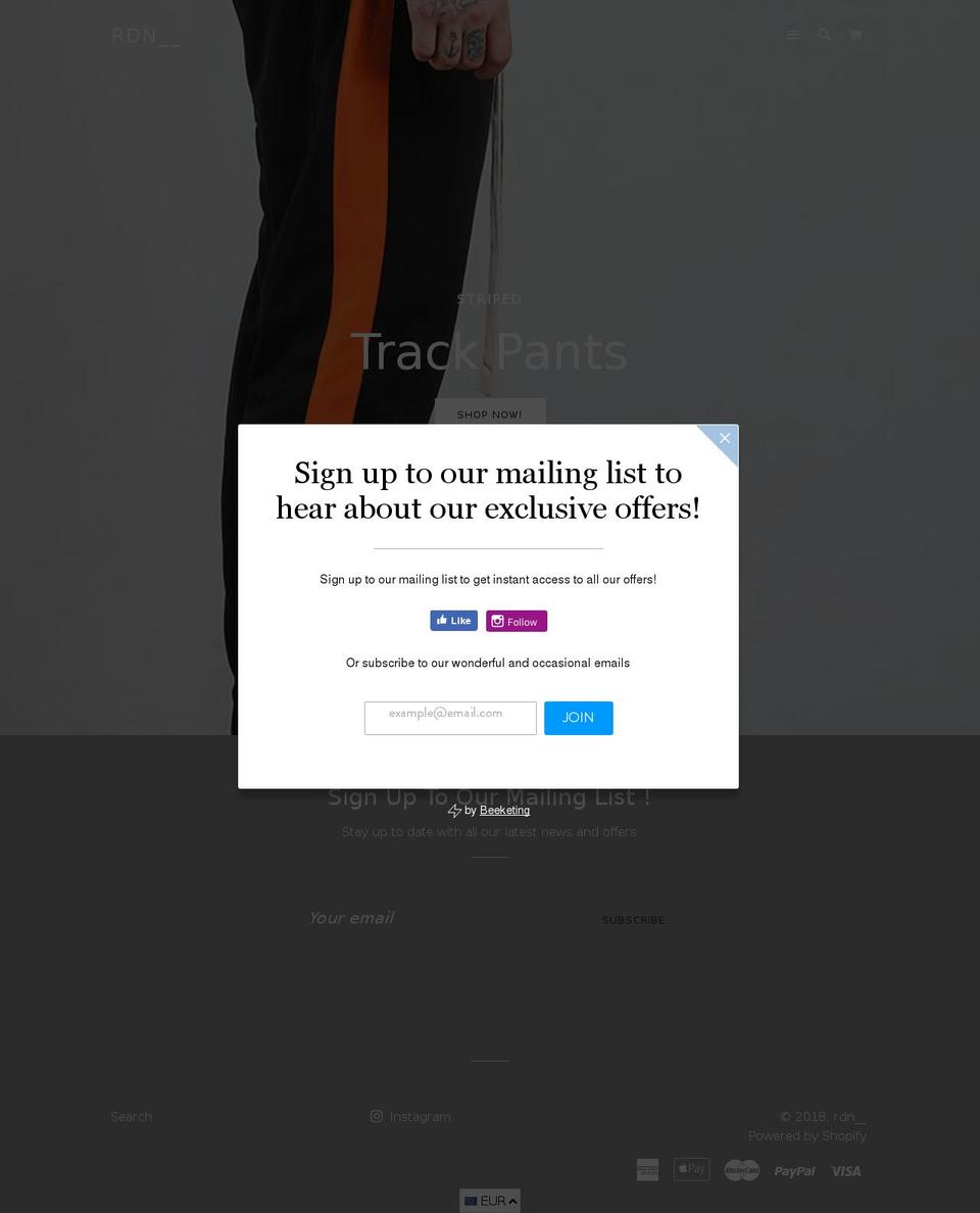 rdnclothing.com — Shopify storefront screenshot