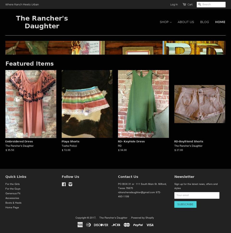 rdranchersdaughter.com shopify website screenshot
