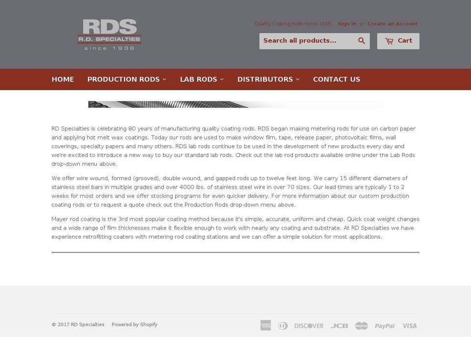 rdspecialties.com shopify website screenshot