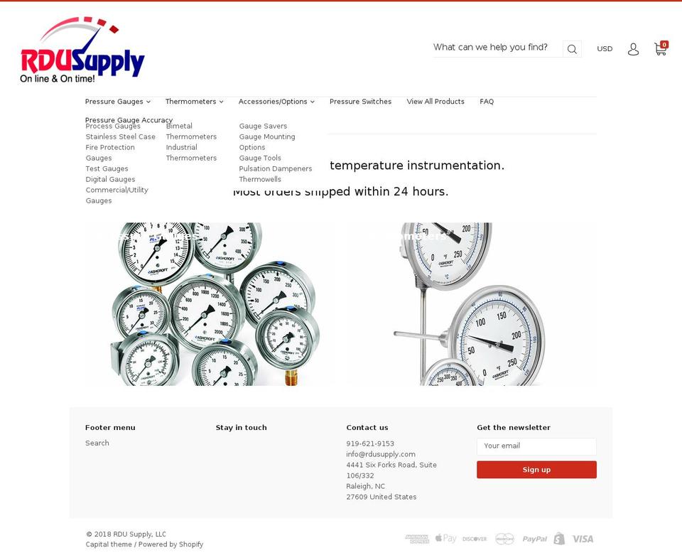 rdusupply.com shopify website screenshot