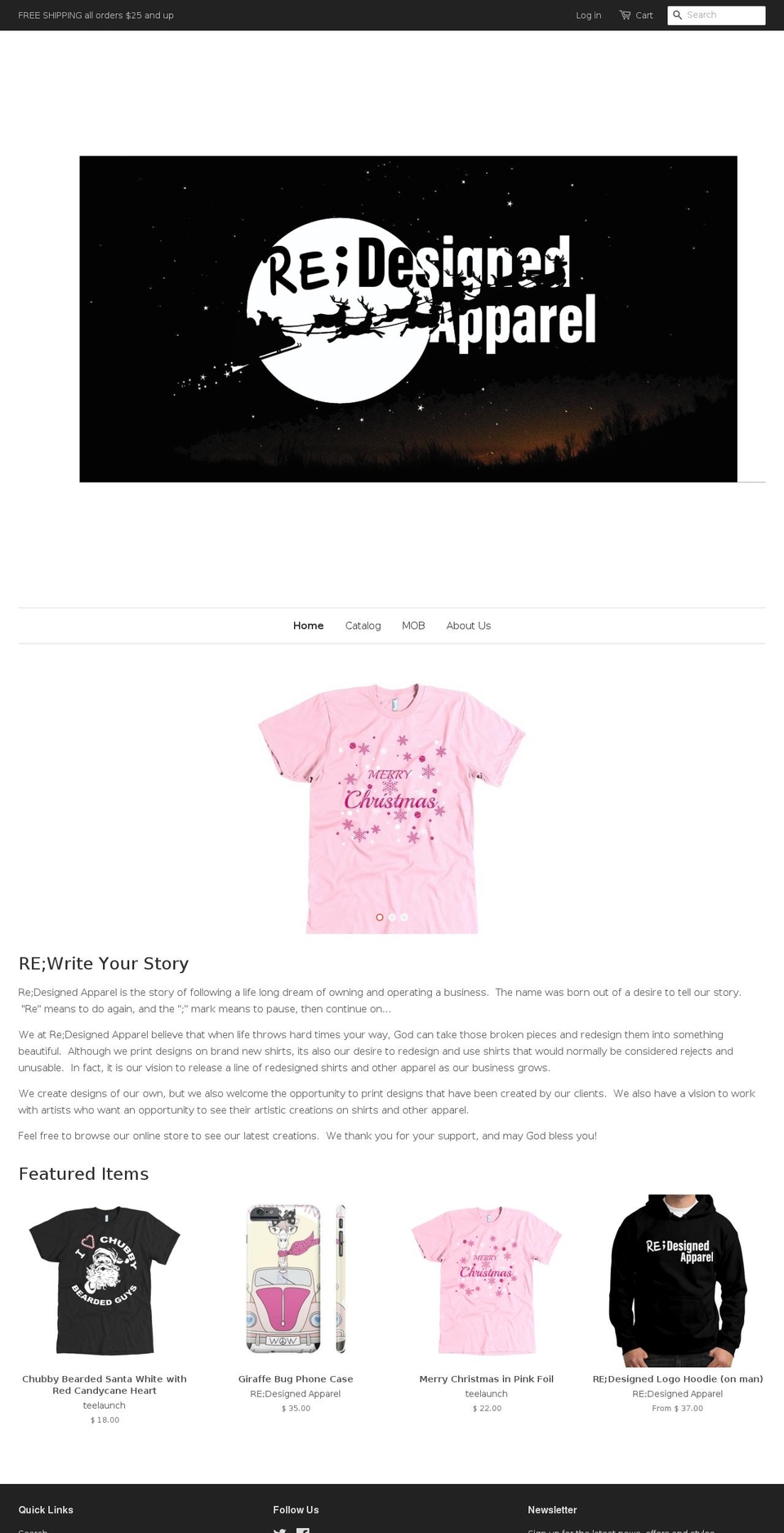 re-designed-apparel.com shopify website screenshot