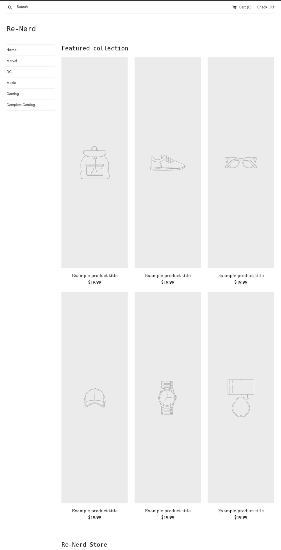 re-nerdstore.com shopify website screenshot