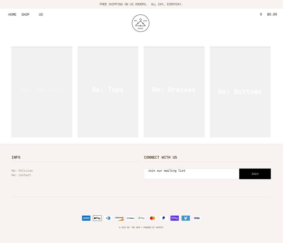 re-theshop.com shopify website screenshot