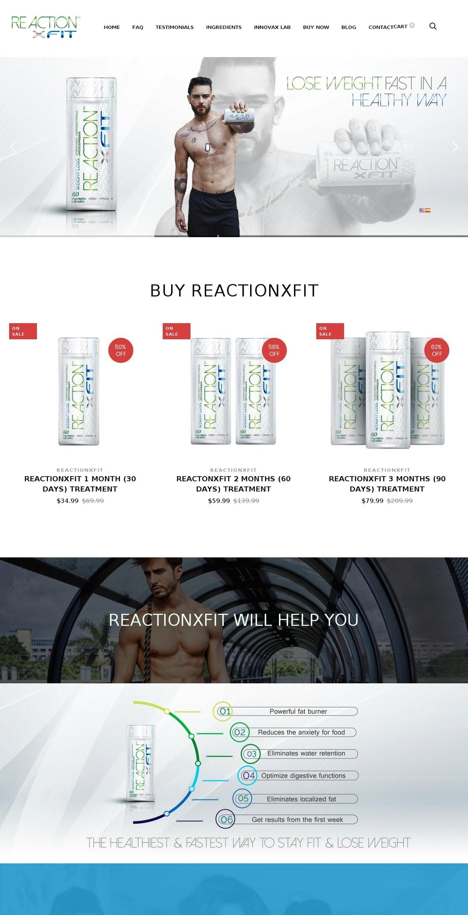 reactionxfit.com — Shopify storefront screenshot
