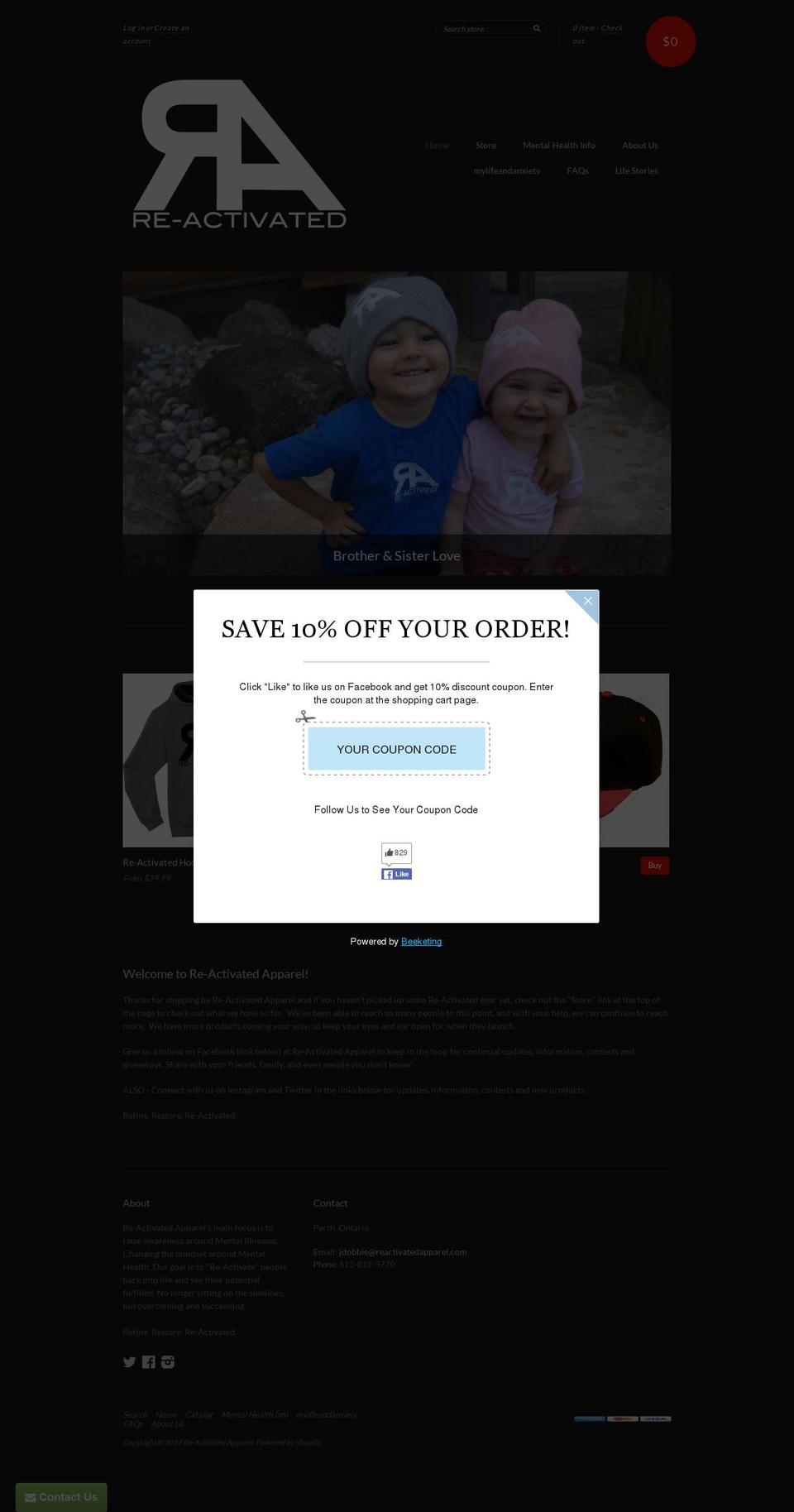reactivatedapparel.com shopify website screenshot
