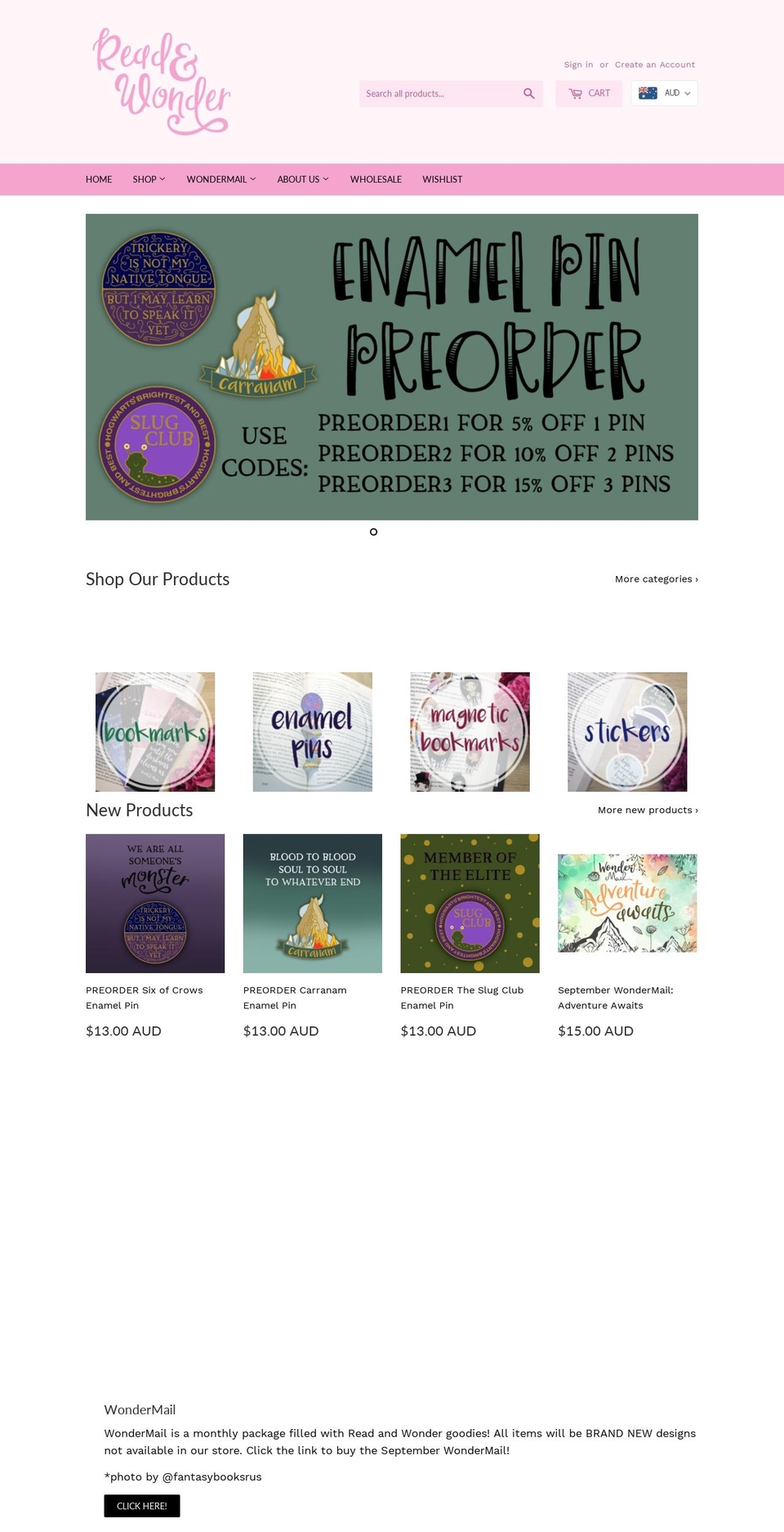 readandwonder.com shopify website screenshot