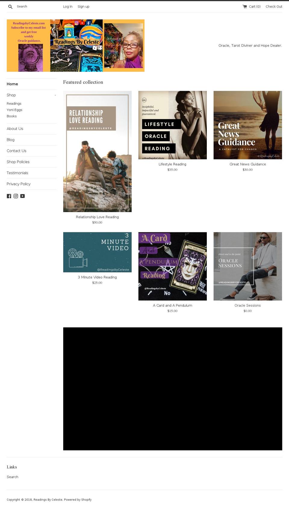 readingsbyceleste.com shopify website screenshot