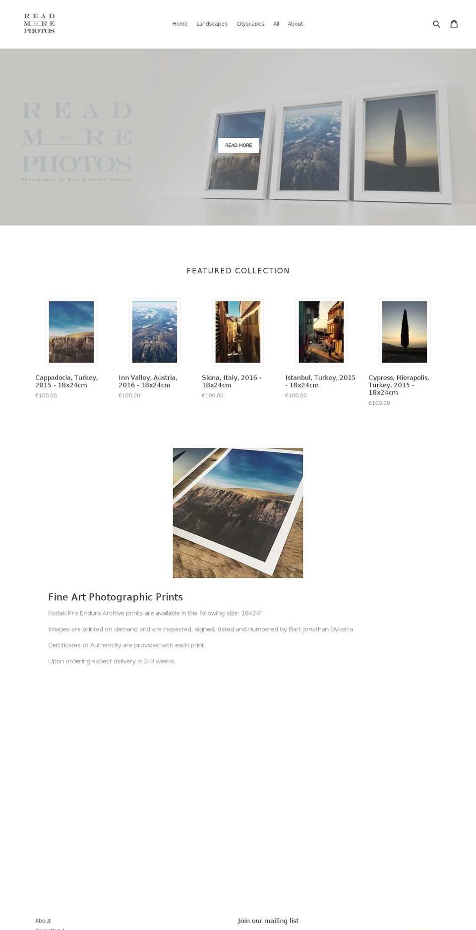 readmorephotos.com — Shopify storefront screenshot