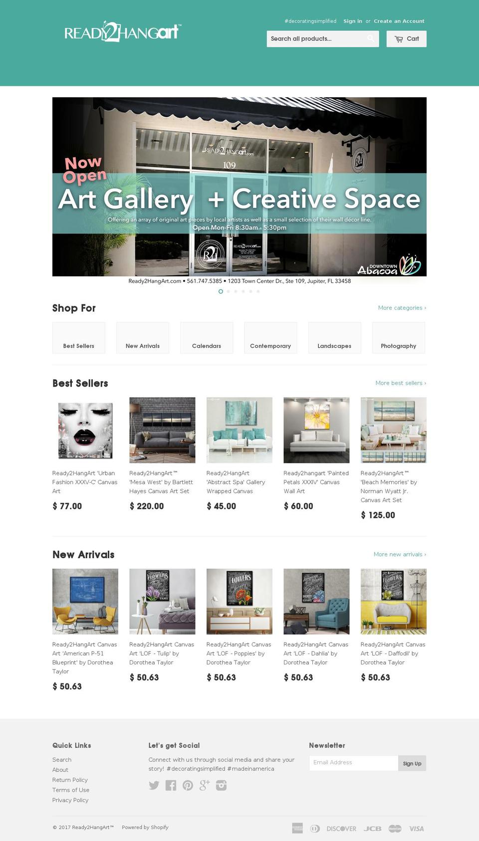 ready2hangart.com shopify website screenshot