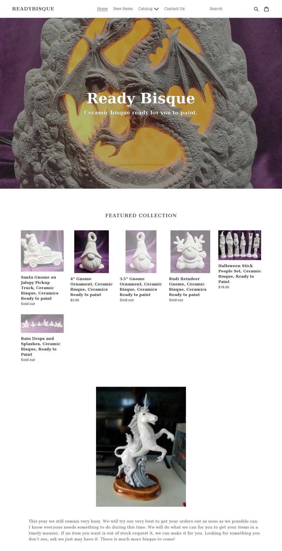 readybisque.com shopify website screenshot