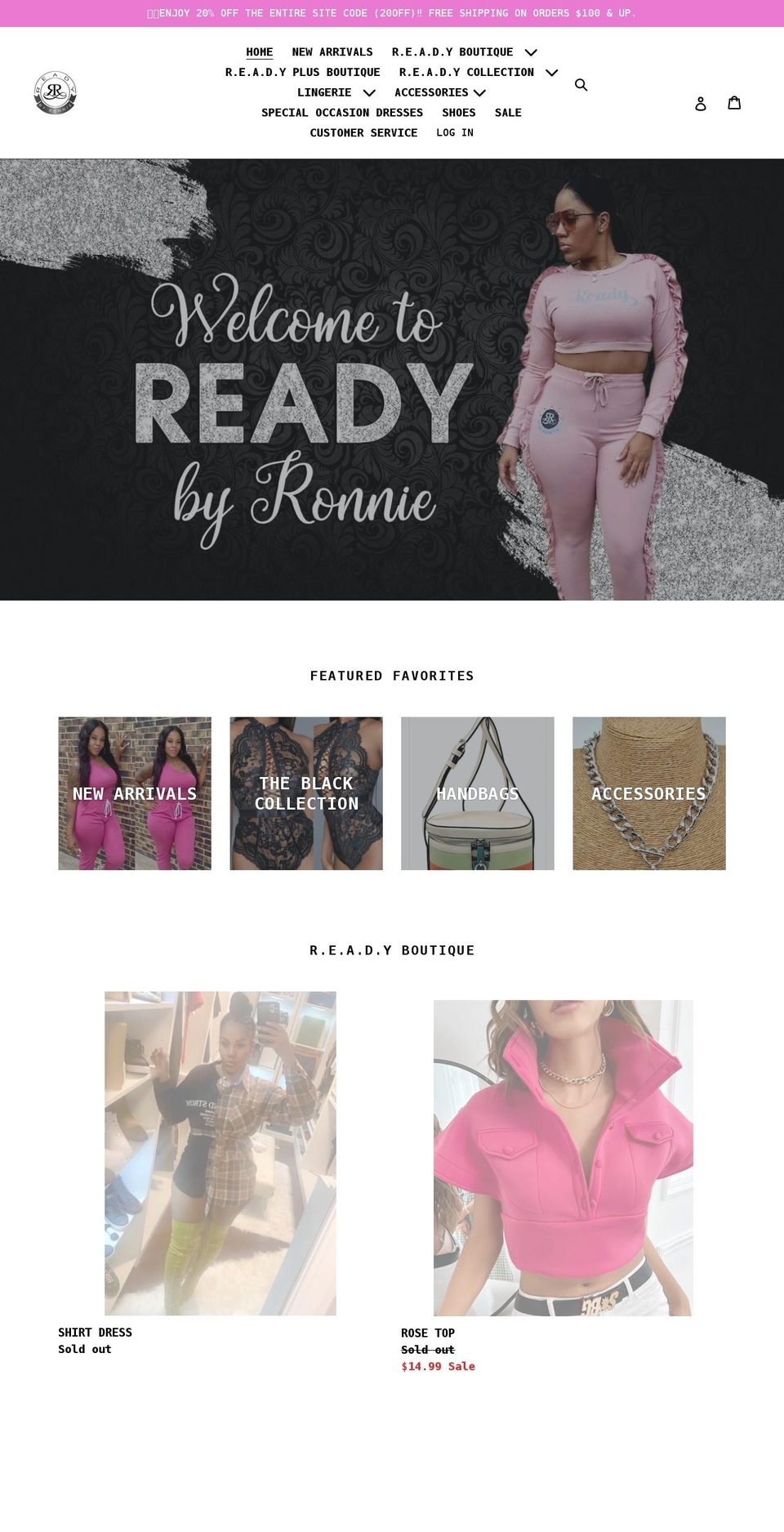 readybyronnie.com shopify website screenshot