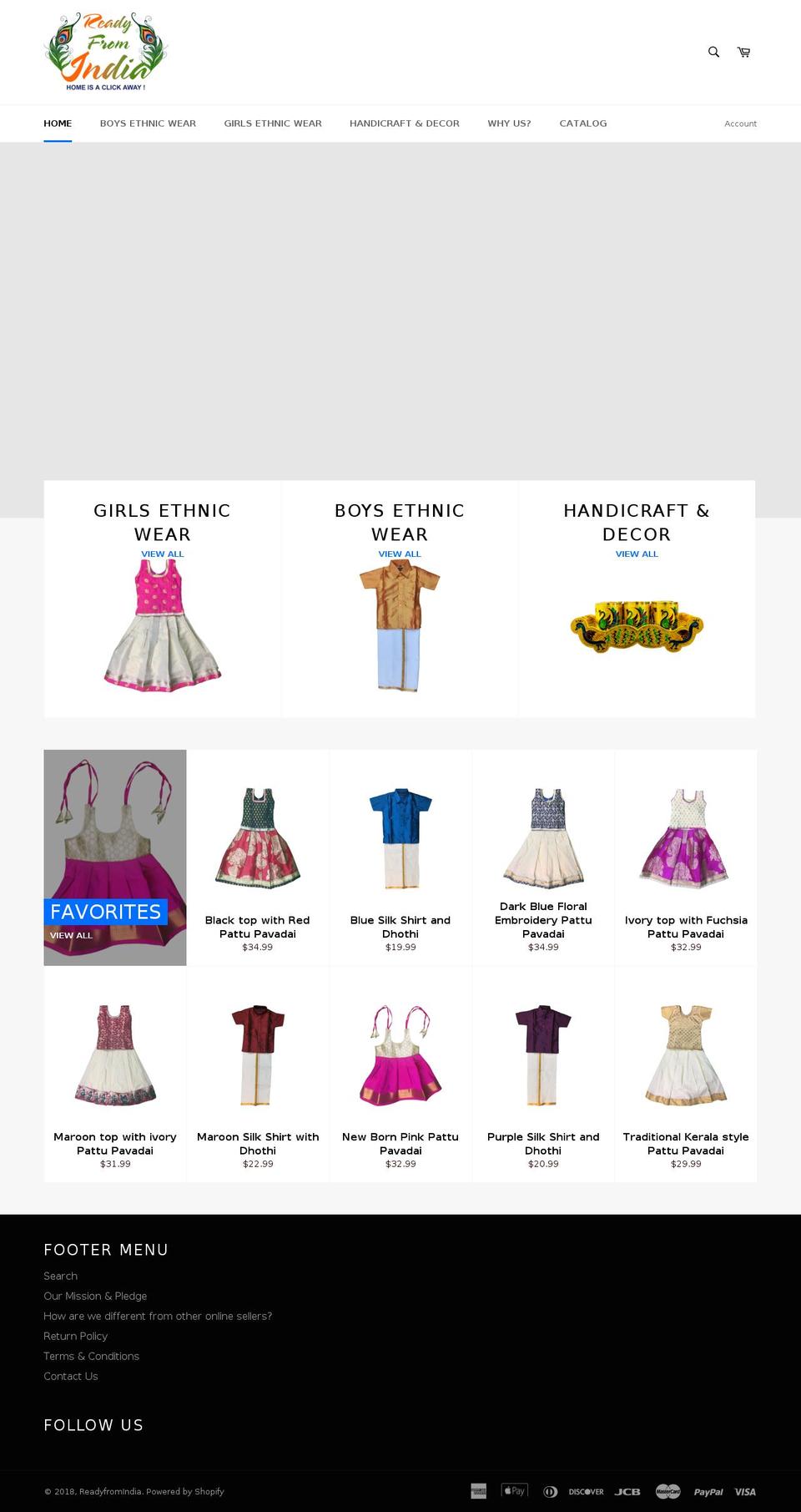 readyfromindia.com — Shopify storefront screenshot