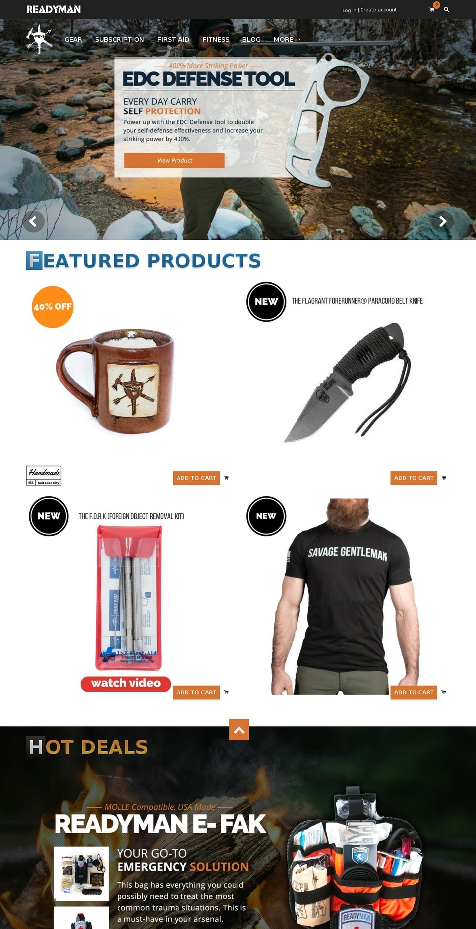 Readyman 2.0 Shopify theme site example readymansurvivaltools.com