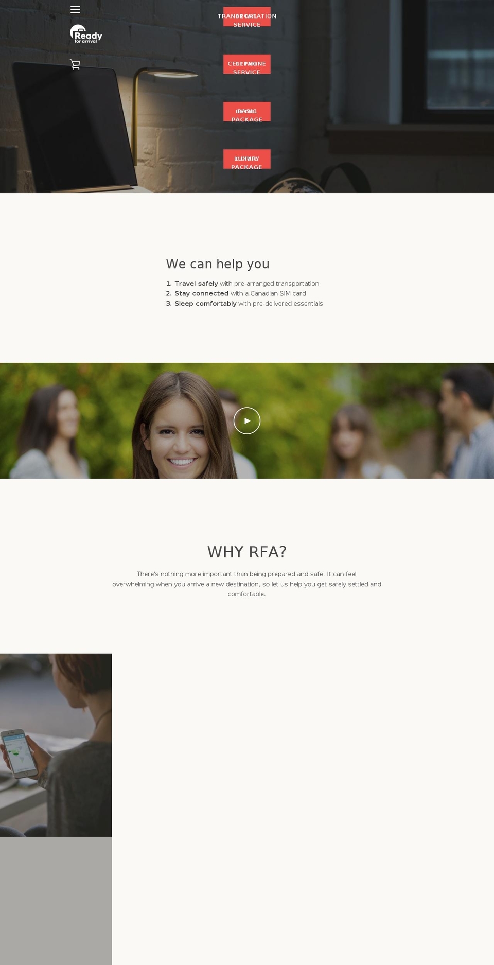 readyonarrival.com — Shopify storefront screenshot