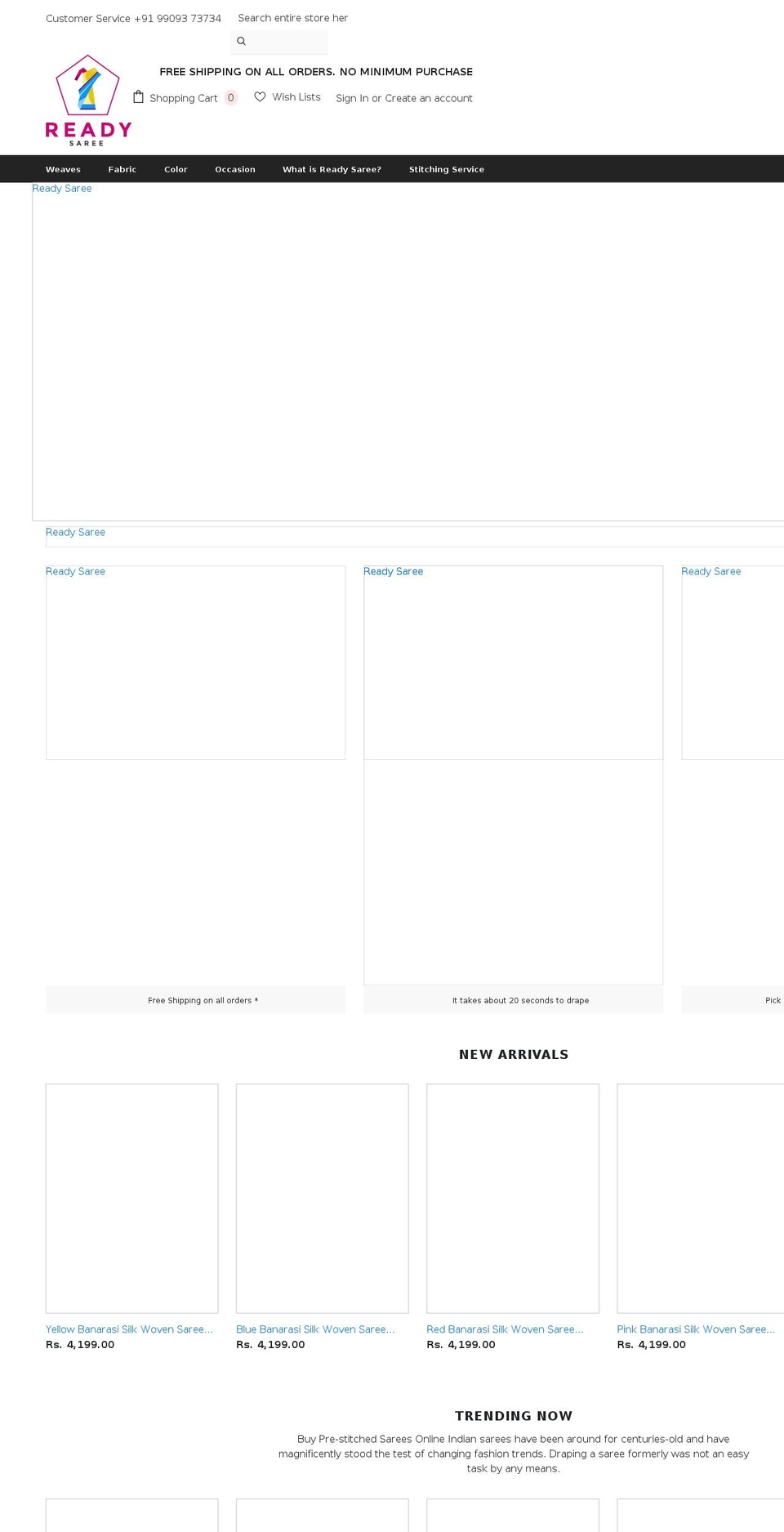 readysaree.com shopify website screenshot