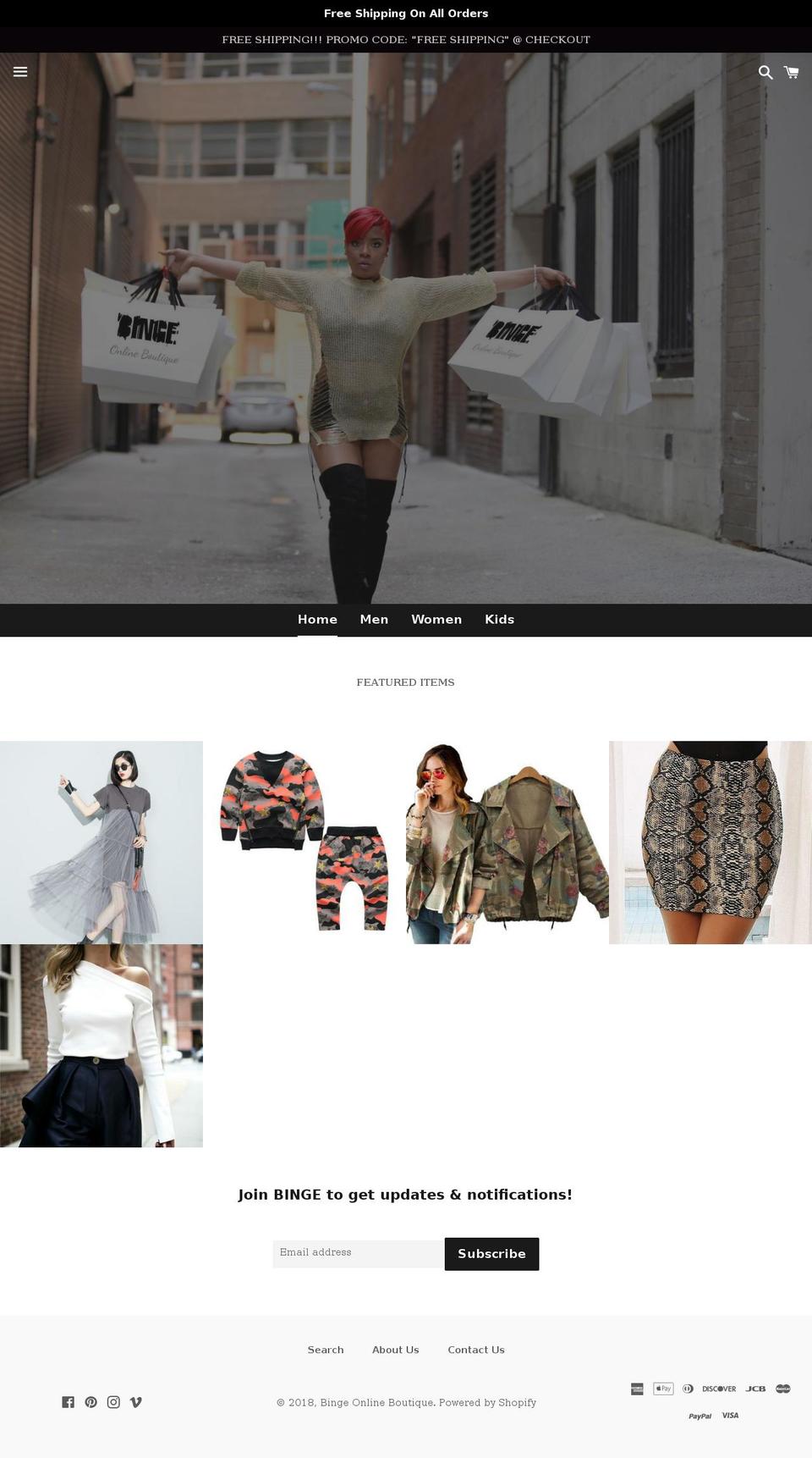 readysetbinge.com — Shopify storefront screenshot