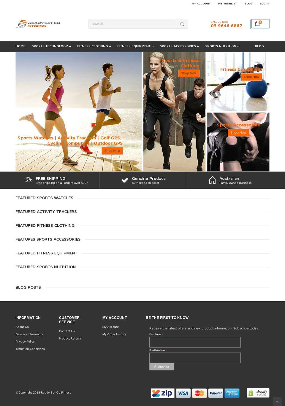 readysetgofitness.com.au shopify website screenshot